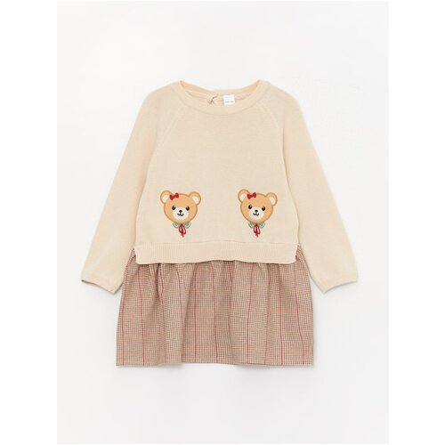 LC Waikiki Crew Neck Long Sleeve Embroidered Baby Girl Knitwear Dress Slike