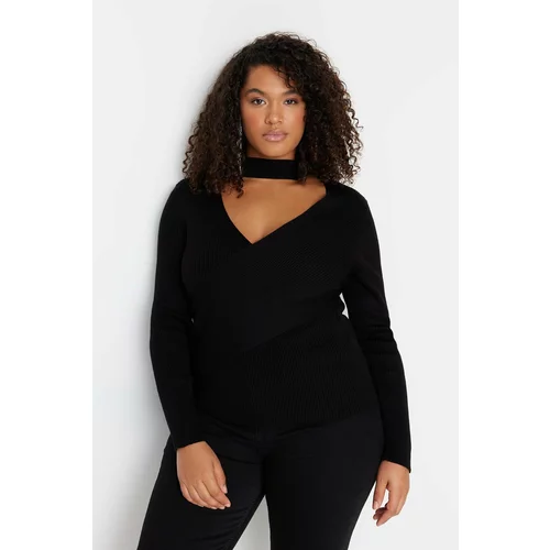 Trendyol Curve Plus Size Sweater - Black - Slim fit