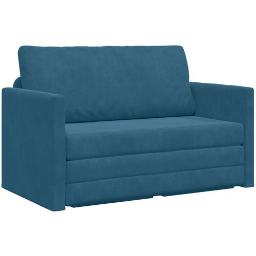 VidaXL Tlačni kavč 2-v-1 Modra 124x204x61 cm Svilena Slike