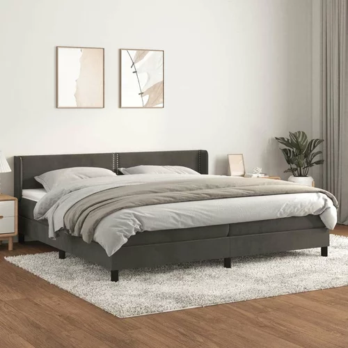  Box spring postelja z vzmetnico temno siva 200x200 cm žamet, (20724805)