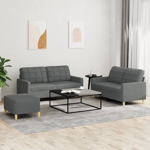  3-dijelni set sofa s jastucima tamnosivi od tkanine Cene
