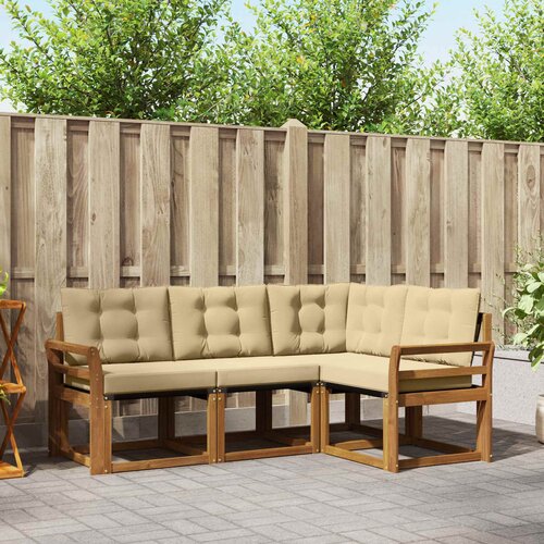  Set vanjskih sofa 4 kom. Prirodna i bež Smeđa 190 x 130,5 x 73 cm Slike