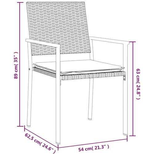  Vrtne stolice s jastucima 2 kom crne 54x62 5x89 cm poliratan Slike