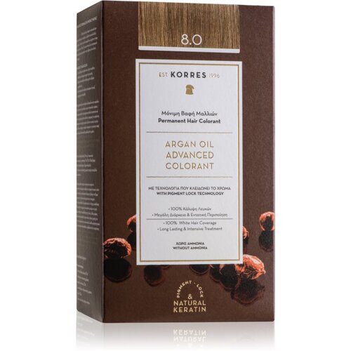 Korres Argan Oil permanentna barva za lase z arganovim oljem odtenek 8.0 Light Blonde Slike
