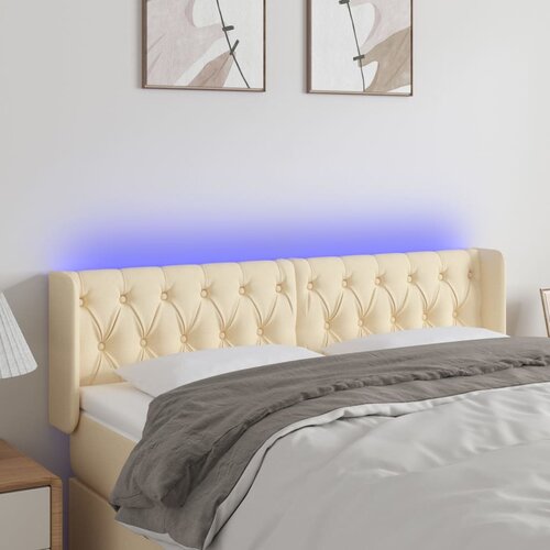  LED uzglavlje krem 163x16x78/88 cm od tkanine Cene