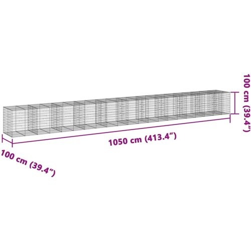  Gabionska ko&amp;scaron;ara s poklopcem 1050x100x100 cm pocinčano željezo Slike