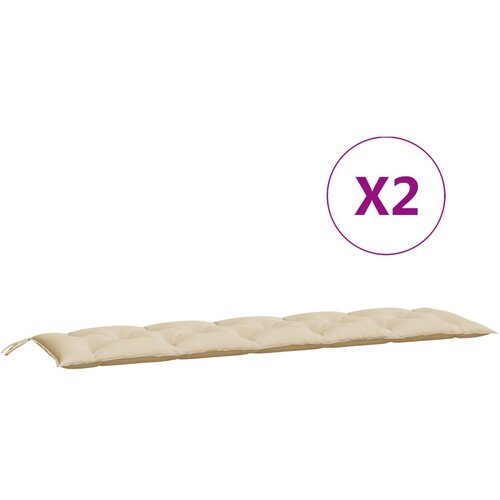  Jastuci za vrtnu klupu 2 kom bež 180x50x7 cm tkanine Oxford Slike