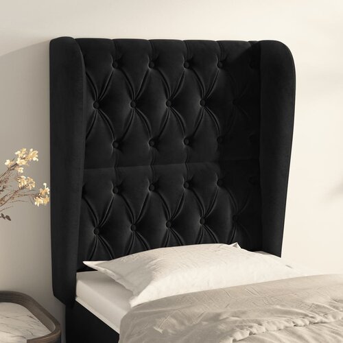  Uzglavlje s ušima crno 83 x 23 x 118/128 cm baršunasto Cene