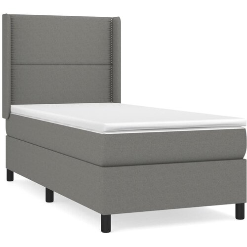 VidaXL Box spring postelja z vzmetnico temno siva 90x200 cm blago, (20899194) Slike