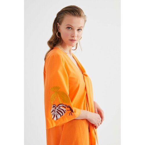 Trendyol Orange Embroidery Detailed Kimono & Kaftan braon | narandžasta | krem Slike