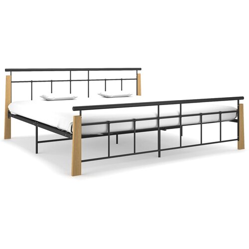 Kovina Posteljni okvir kovina in trdna hrastovina 200x200 cm Slike
