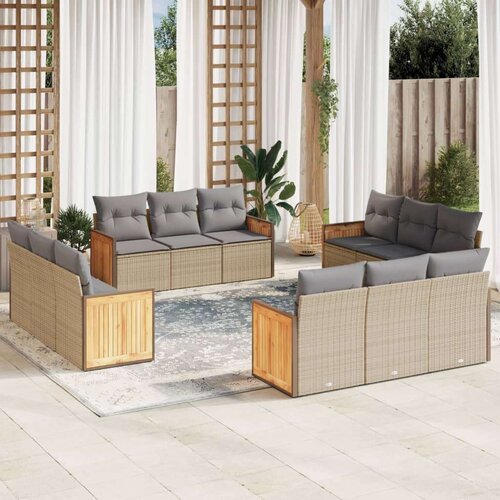  12-dijelni set vrtnih sofa od poliratana s jastucima bež Slike
