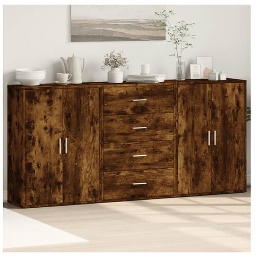 vidaXL Komoda 3 kom boja dimljenog hrasta 60x31x84cm konstruirano drvo Cijene