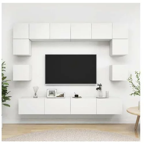  Komplet TV omaric 8-delni bel inženirski les