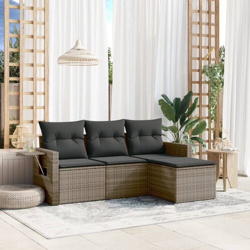 VidaXL 4-dijelni set vrtnih sofa od poliratana s jastucima sivi Slike