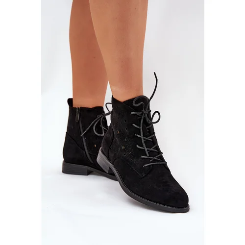 S. BARSKI Laced Ankle Boots With Openwork Pattern S.Barski