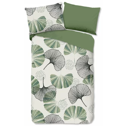 Good Morning Zelena/krem pamučna posteljina za krevet za jednu osobu 140x200 cm –
