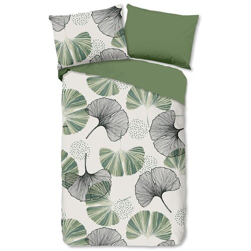 Good Morning Zelena/krem pamučna posteljina za krevet za jednu osobu 140x200 cm &amp;ndash; Slike