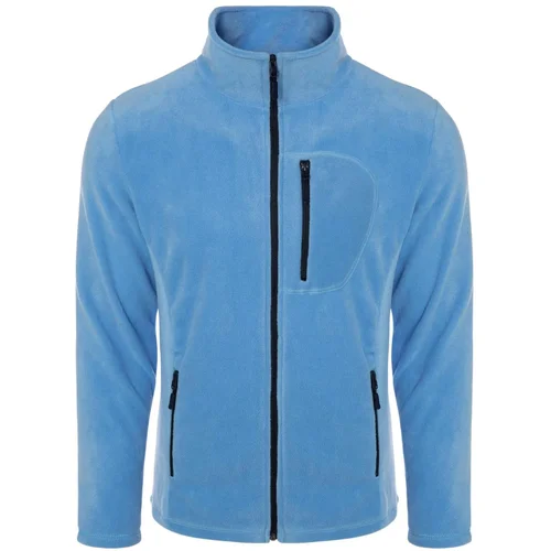 Dewberry 24601 5 Pocket Outdoor Full Zipper Fleece Jacket-LIGHT BLUE