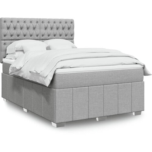 vidaXL Box spring posteljni z vzmetnico svetlo siv 140x190 cm blago Cene