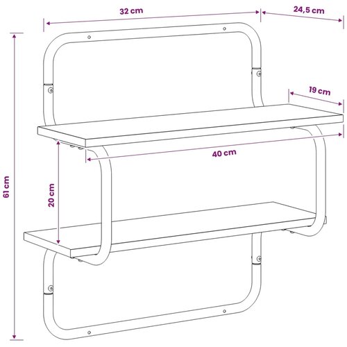  Zidna polica s 2 razine Hrast sonoma 40 x 24 5 x 61 cm - Hrast sonoma 40 cm 2 razine Slike