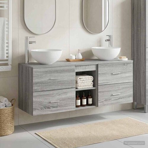  Set ormarića za kupaonicu 3 kom. Siva Sonoma 49,5 x 41 x 64,5 cm Slike