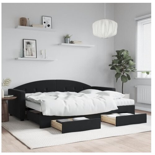 vidaXL Izvlečna dnevna postelja s predali črna 80x200 cm žam Cene