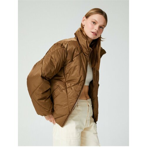 Koton Quilted Puffer Jacket Stand Collar Zippered Pocket Cene