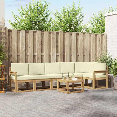  Set vanjskih sofa s jastukom 7 pcs Bijela i krem Poliester Cene