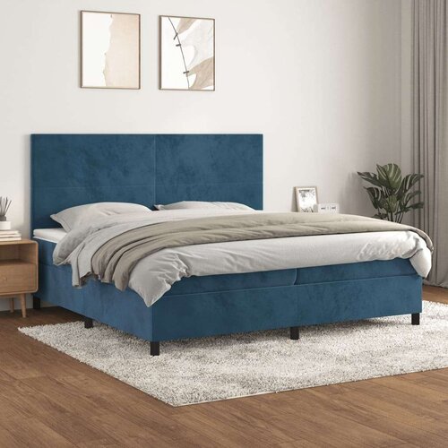  Box spring postelja z vzmetnico temno modra 200x200 cm žamet, (20761099) Slike
