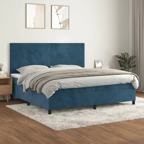  Box spring postelja z vzmetnico temno modra 200x200 cm žamet, (20761099)