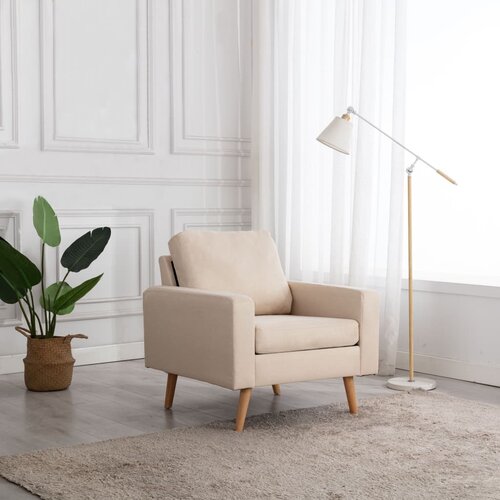 The Living Store Fotelj iz krem blaga - Fotelj, (21420449) Slike