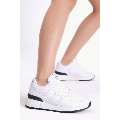 Tonny Black Unisex White Non-Slip Eva Sole Lace-up Sneaker Cene