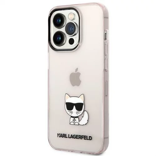 Karl Lagerfeld Originalen ovitek KLHCP14SCTTRI zaščita ovitek za iPhone 14 6.1 prozorno roza - Choupette Logo