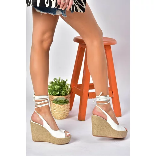 Fox Shoes P572180809 White Women's Wedge Heels with Lace-Up Shoes