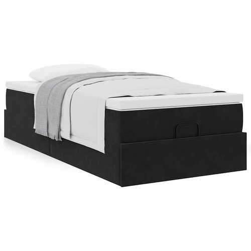VidaXL Otomanski okvir kreveta s madraca crni 90x190cm bar&amp;scaron;unasti Slike