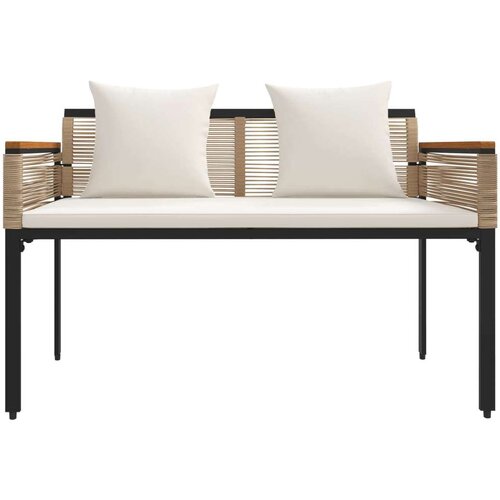  Vanjska klupa Bež i krem bijela 117 x 54 x 74.5 cm poliratan Slike