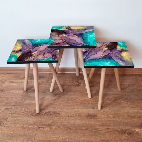 Hanah home 3Shp282 - multicolor multicolor nesting table (3 pieces) Cene