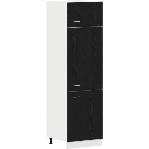 VidaXL Omara za hladilnik v črnem hrastu - 60x57x207 cm, narejena iz inženirskega lesa, (22045799) Slike