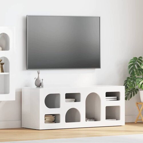 TV ormar Visoki sjaj bijela 100 x 35 x 40 cm Konstruirano drvo Cijene