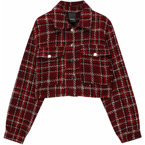 Pull&Bear Prehodna jakna ognjeno rdeča / črna / bela