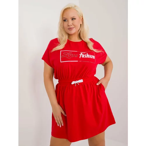 Fashion Hunters Red plus size dress with elastic waistband