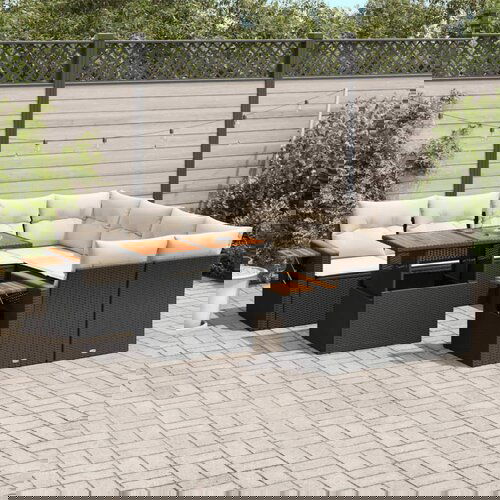  The Living Store Vrtna sedežna garnitura 9-delna z blazinami črn poli ratan - Vrtna Sedežna Garniture, (21477381) Cene