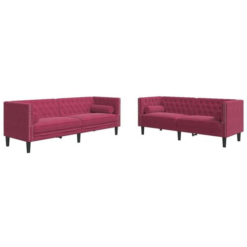  2-dijelni set sofa Chesterfield crvena boja vina bar&amp;scaron;unasti Slike