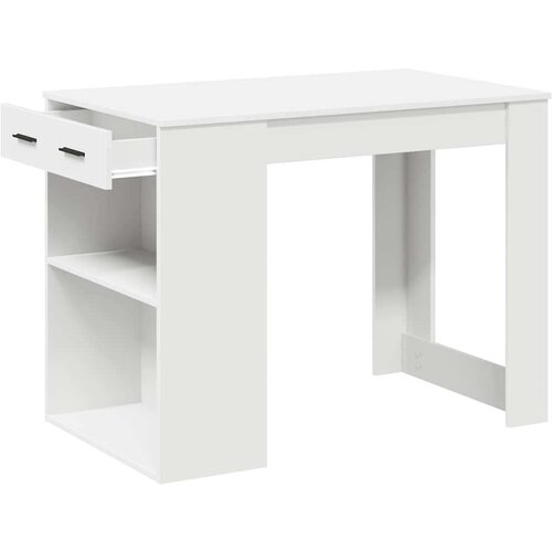 VidaXL Stol s ladicom i policom bijeli 102x62x77,5 cm izrađeno drvo Slike