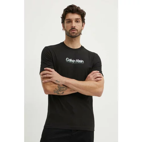 Calvin Klein Bombažna kratka majica moška, črna barva, K10K113118