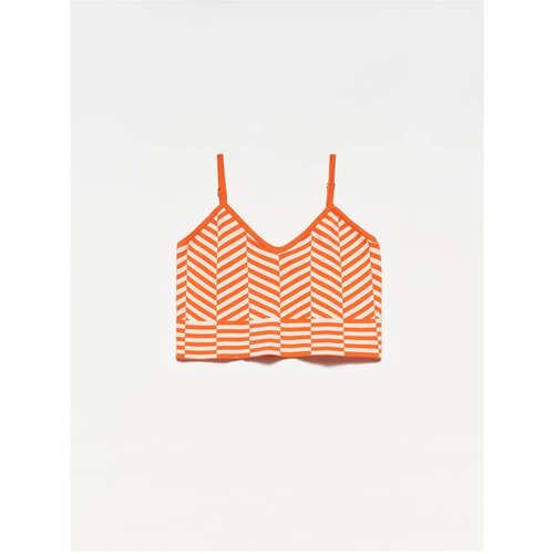 Dilvin 10184 Strap Knitwear Athlete Crop-orange Slike