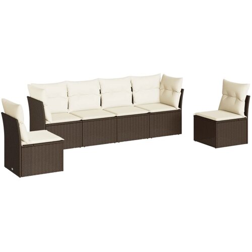 Maison Chic Seti vrtnega pohištva - Vrtna garnitura - Vrtni pohištvo set 6-delna z blazinami rjav poli ratan, (21802963) Cene