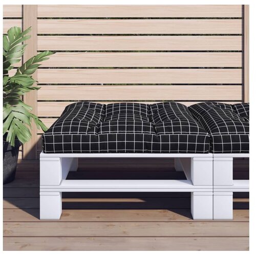 vidaXL Blazina za palete crn karo vzorec 80x80x12 cm blago Cene