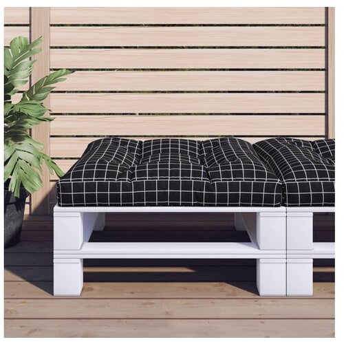 vidaXL Jastuk za palete crni karirani 80 x 80 x 12 cm od tkanine Cene
